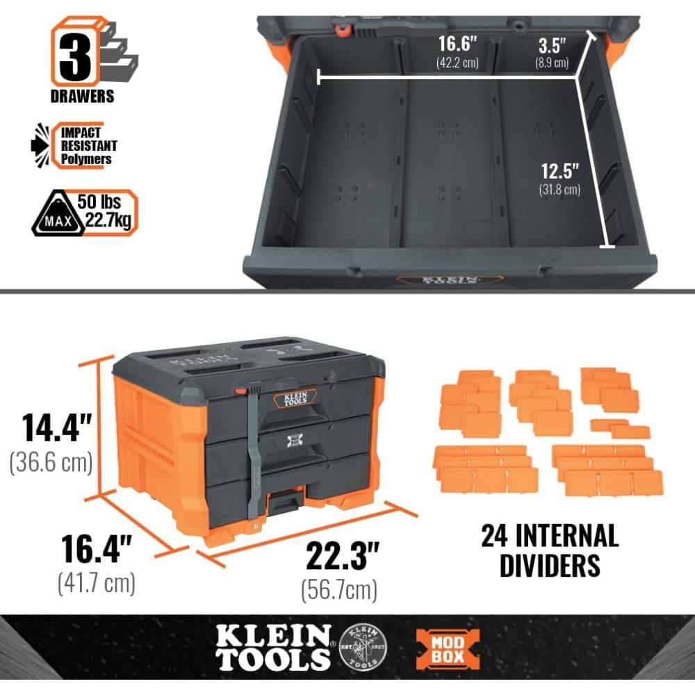 Caja de Herramientas Klein Tools MODbox 3 Cajones 22,68 kg