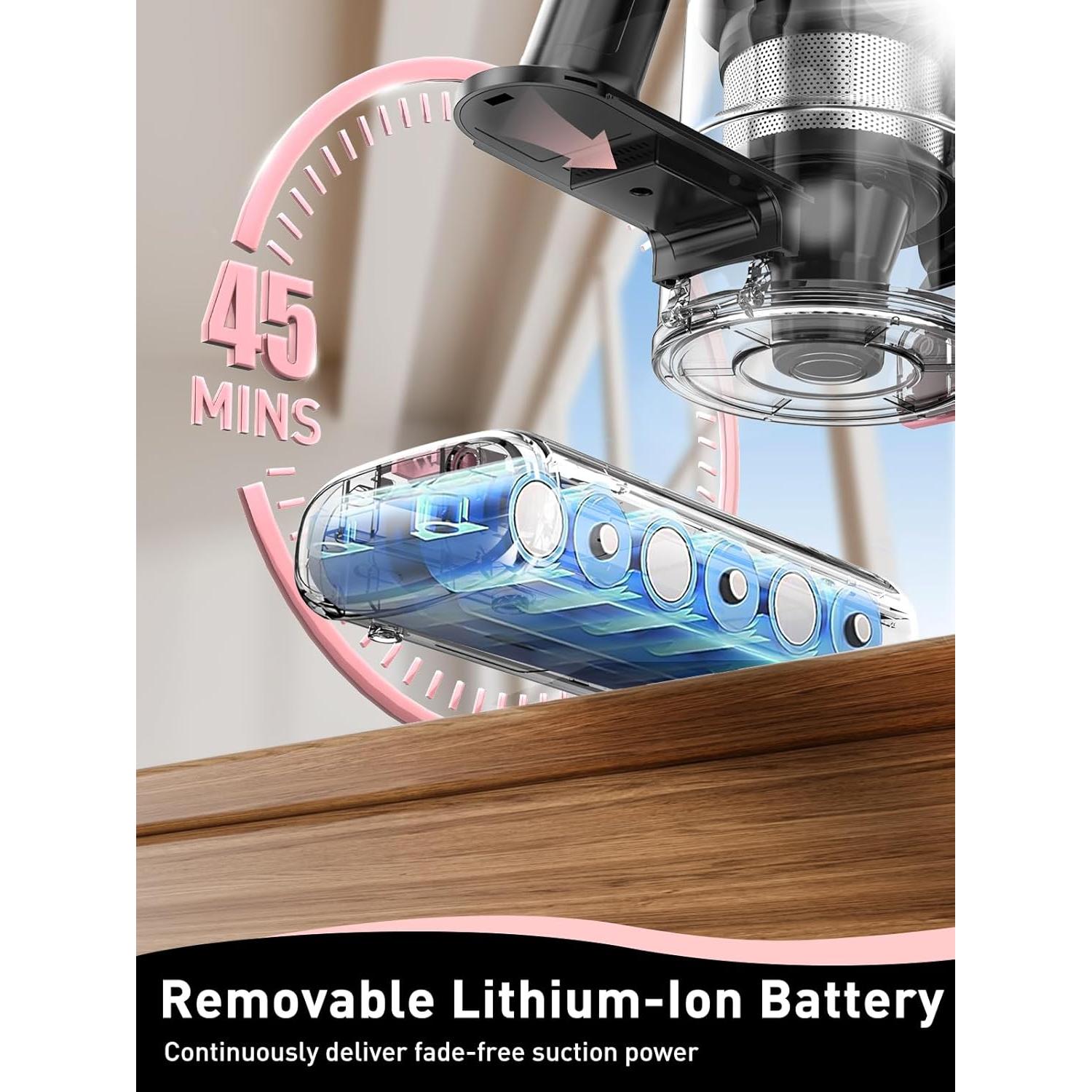 Aspiradora Inalámbrica VICEASE A27 8 en 1 Rosa 45 min