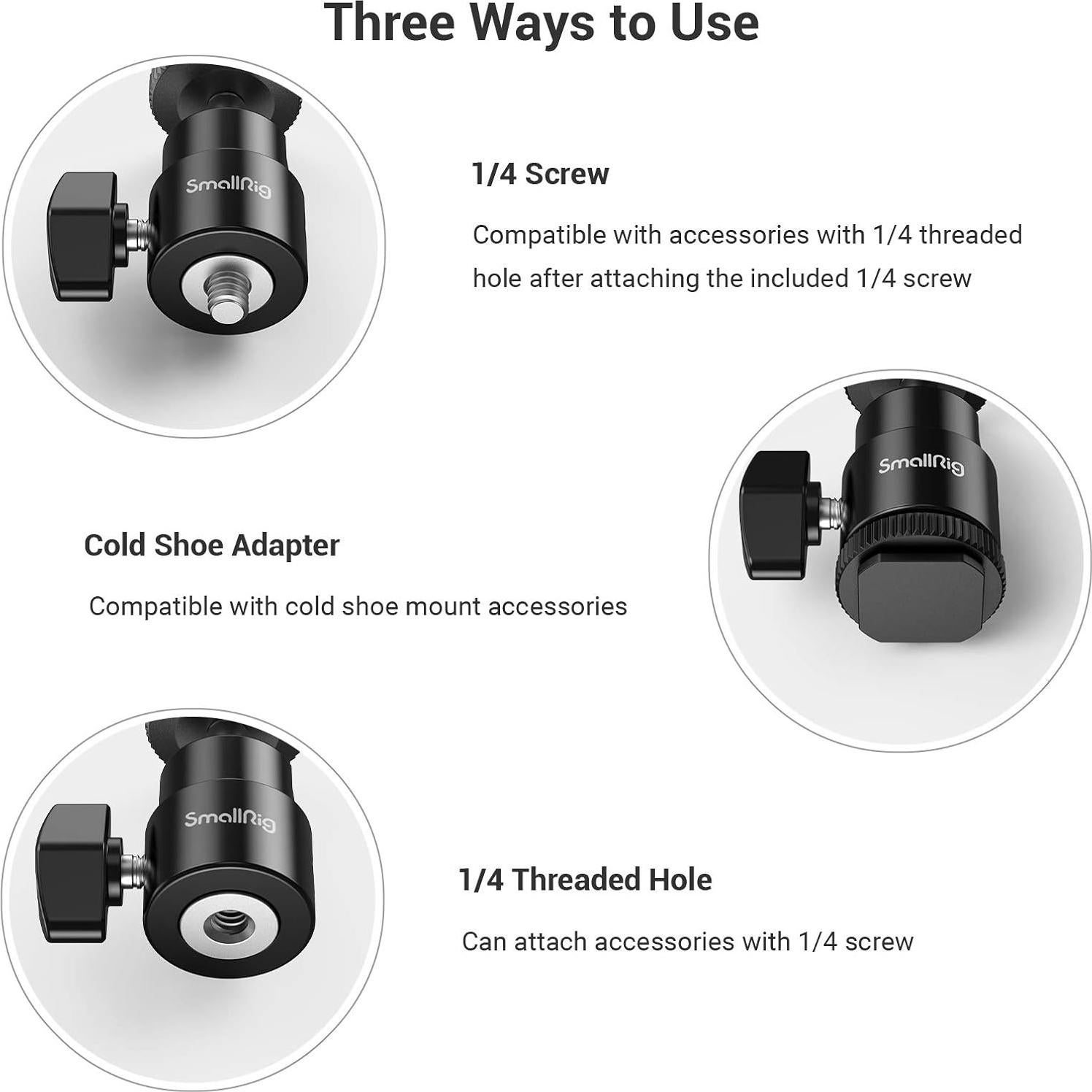 Montura de zapata fría SmallRig 2059 con cabezal de bola