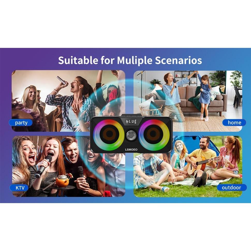 Máquina de Karaoke LSMOEO SD-317 con 2 Micrófonos UHF