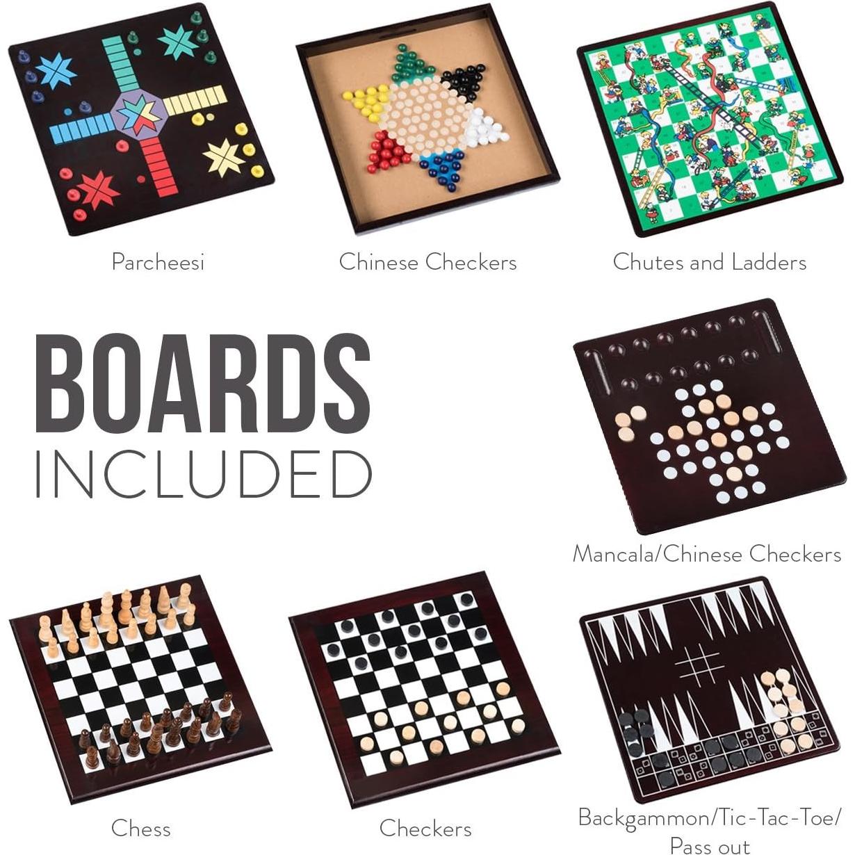 Juego de Mesa Deluxe 15 en 1 Etna - Madera y Almacenamiento