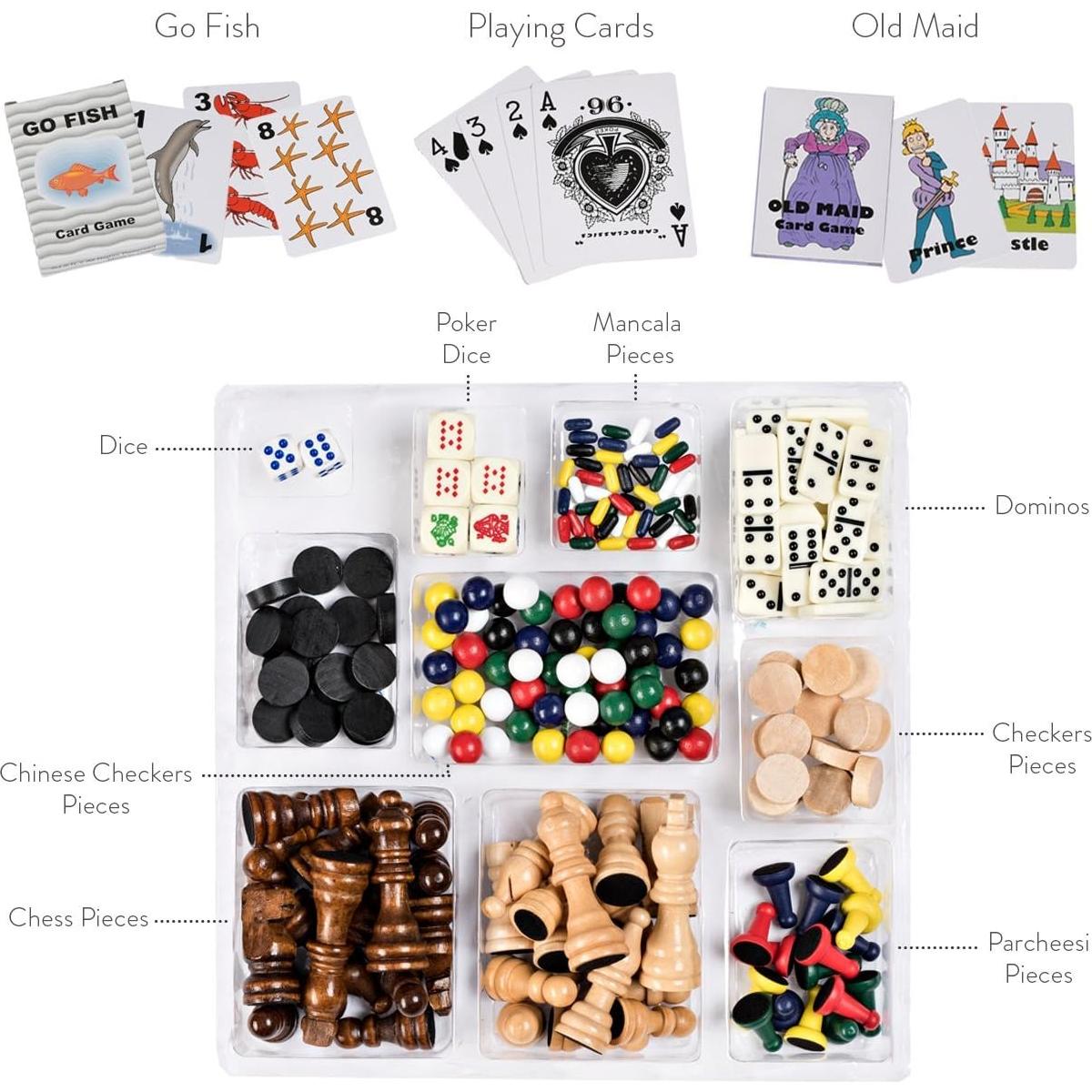 Juego de Mesa Deluxe 15 en 1 Etna - Madera y Almacenamiento