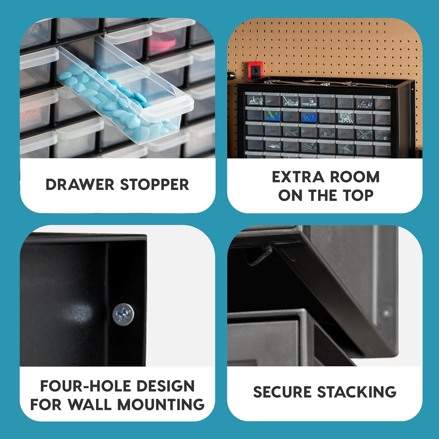 Organizador de Almacenamiento IRIS USA 64 Cajones Plástico Negro