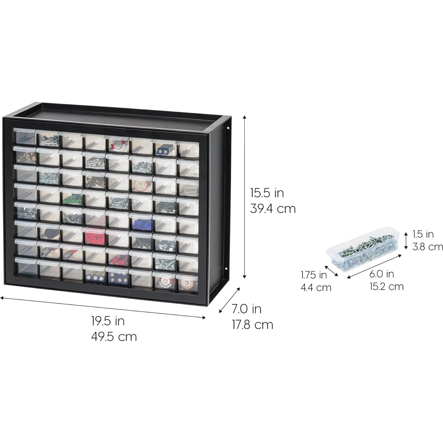 Organizador de Almacenamiento IRIS USA 64 Cajones Plástico Negro