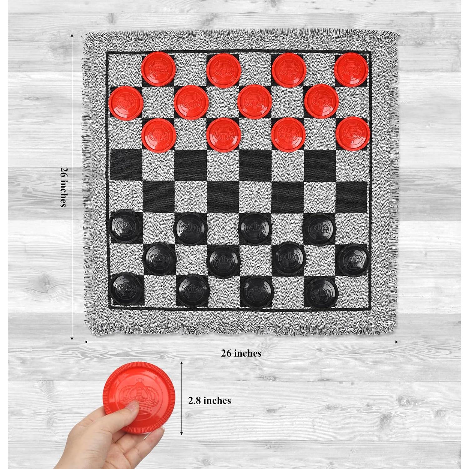 Juego de Damas Gigante QuadPro 3 en 1 para Jardín