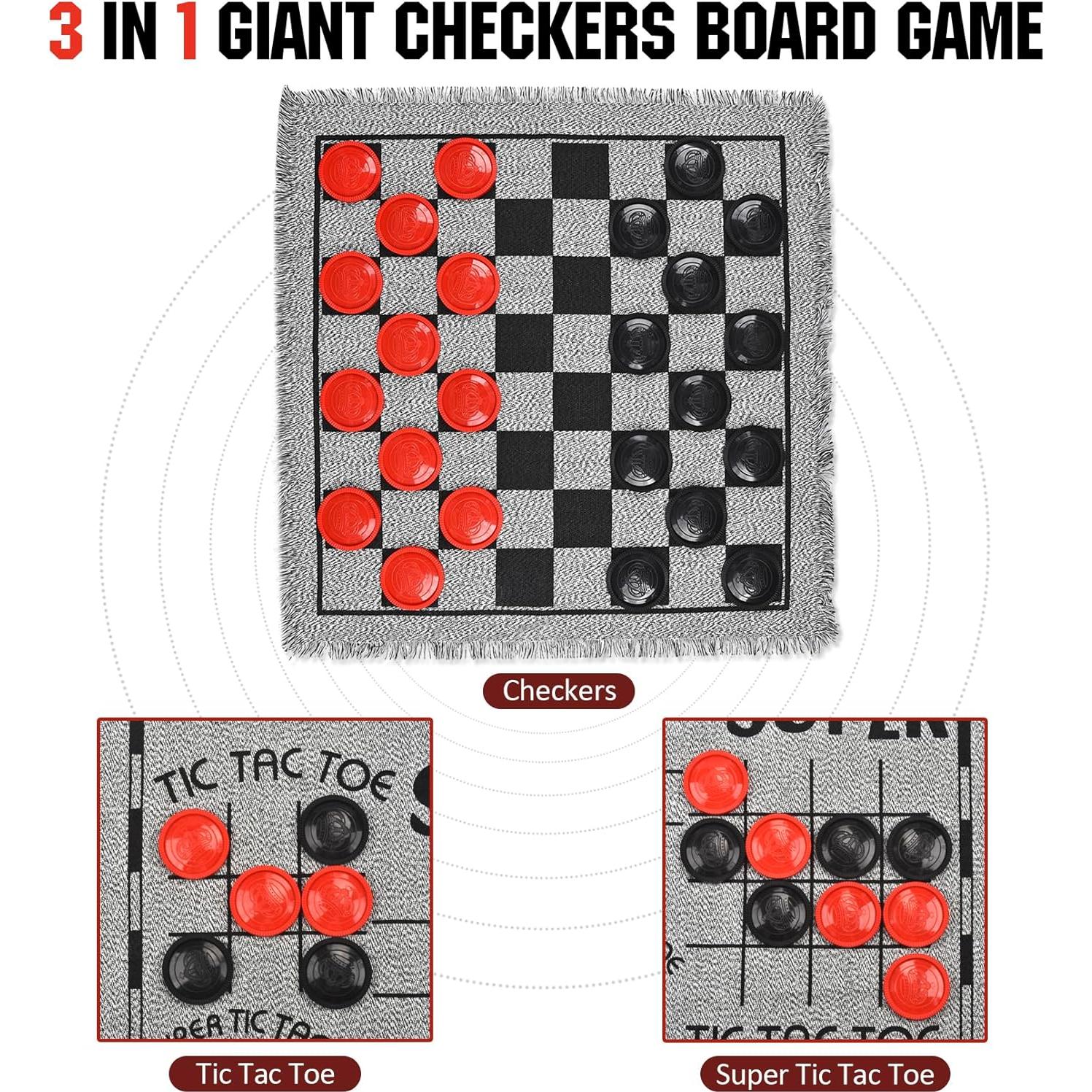 Juego de Damas Gigante QuadPro 3 en 1 para Jardín