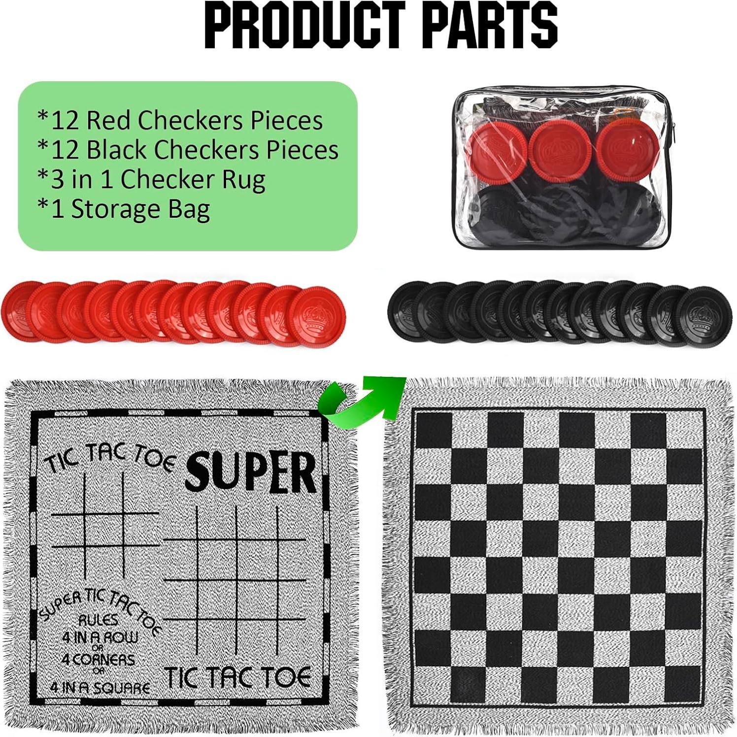 Juego de Damas Gigante QuadPro 3 en 1 para Jardín