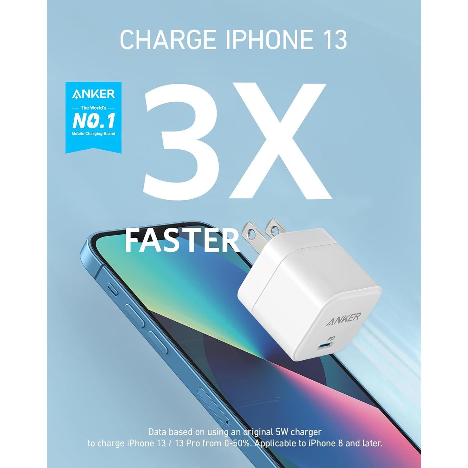 Cargador USB C Anker 20W Plegable - Paquete de 3