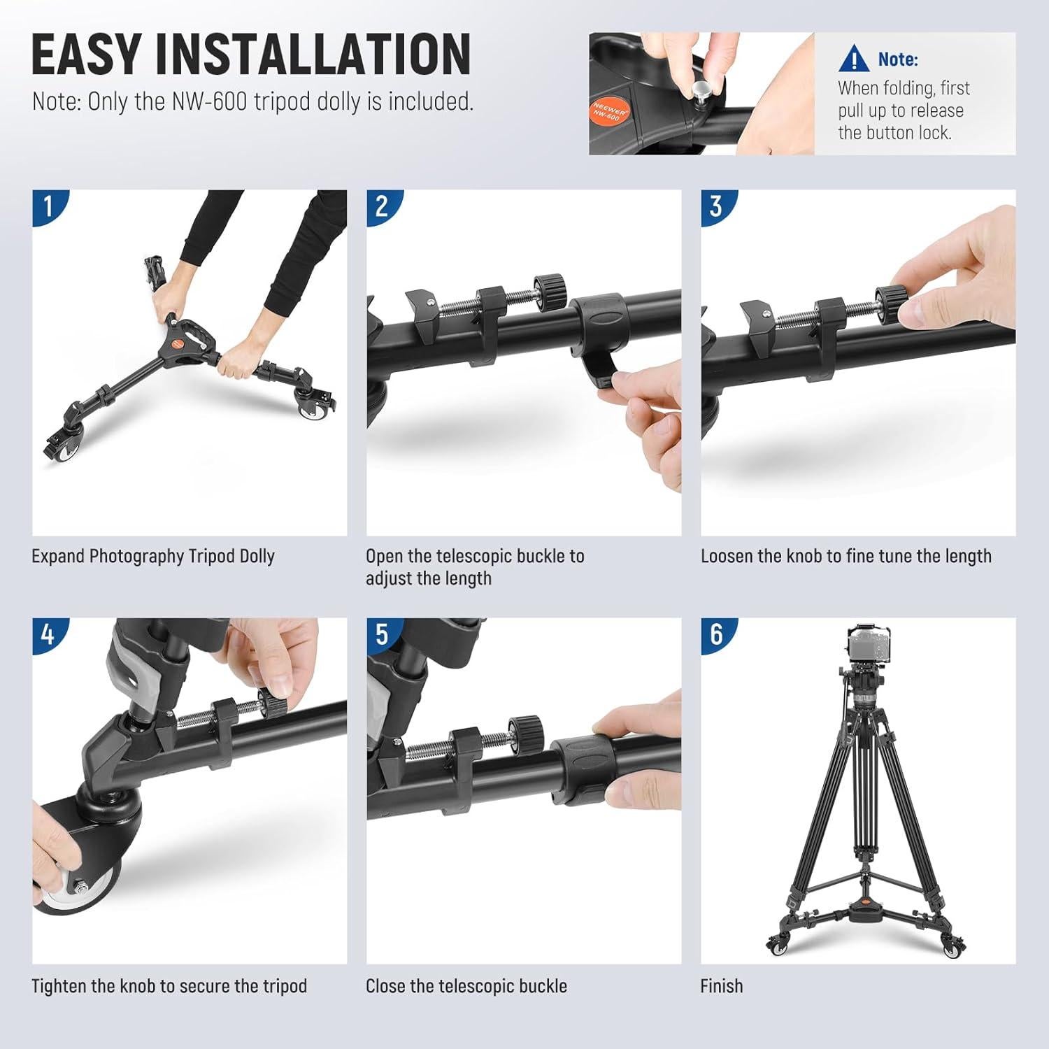 Carro de Trípode NEEWER NW-600 para Fotografía 22.68 kg