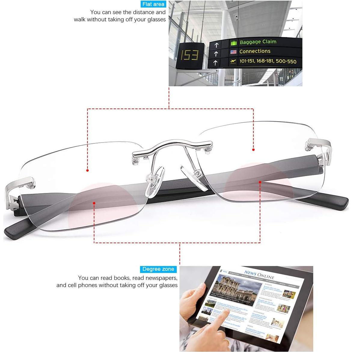 Gafas de lectura bifocales fotocromáticas UV 400 - Negro 1.0x