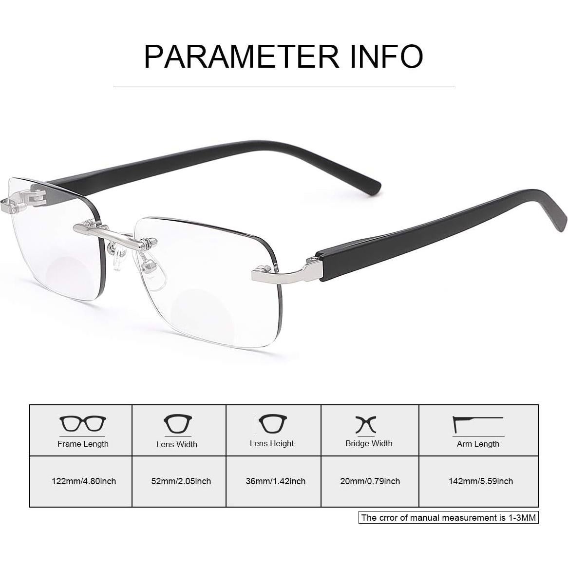 Gafas de lectura bifocales fotocromáticas UV 400 - Negro 1.0x