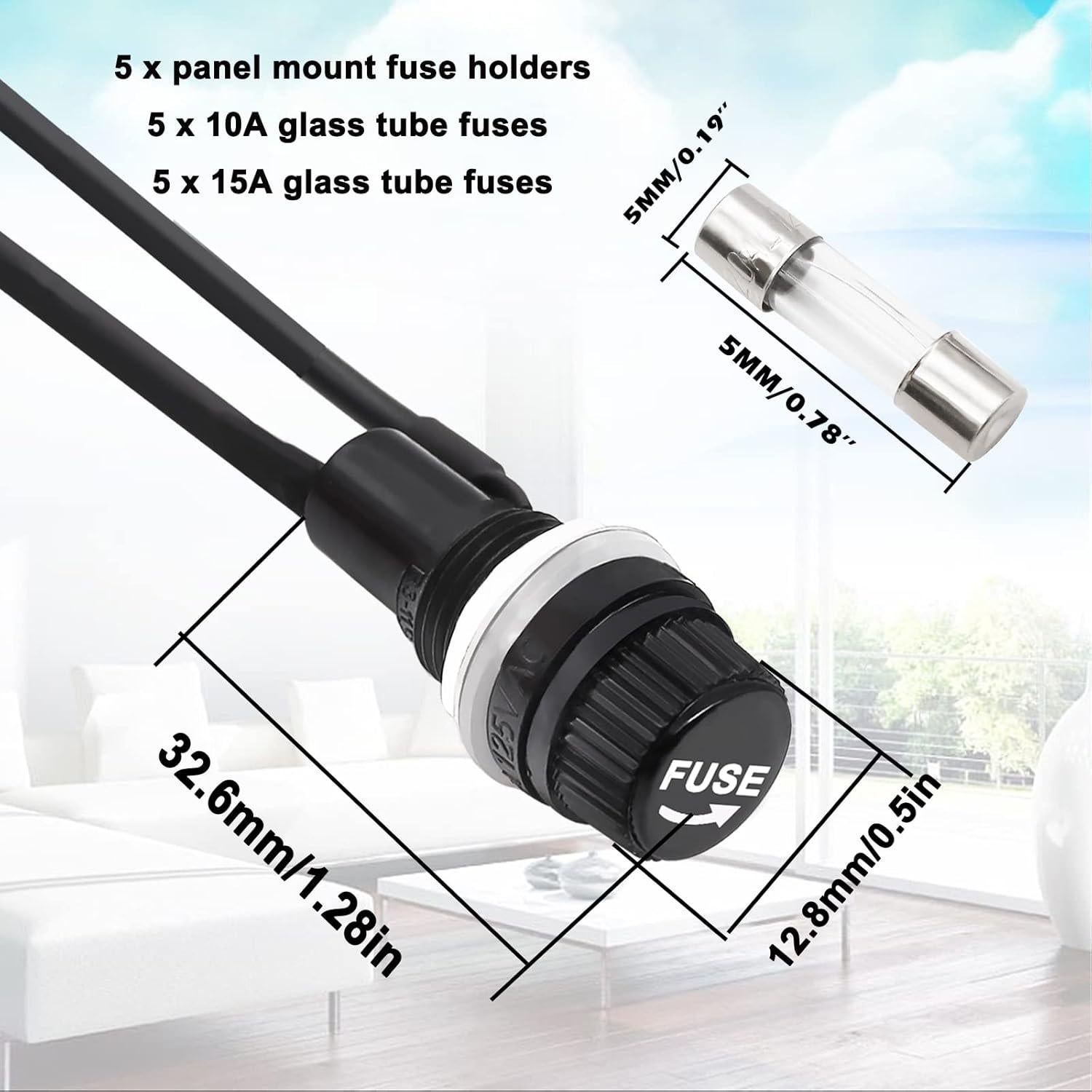 Soporte de Fusible Montado en Panel Tnisesm 5x20mm con Cables
