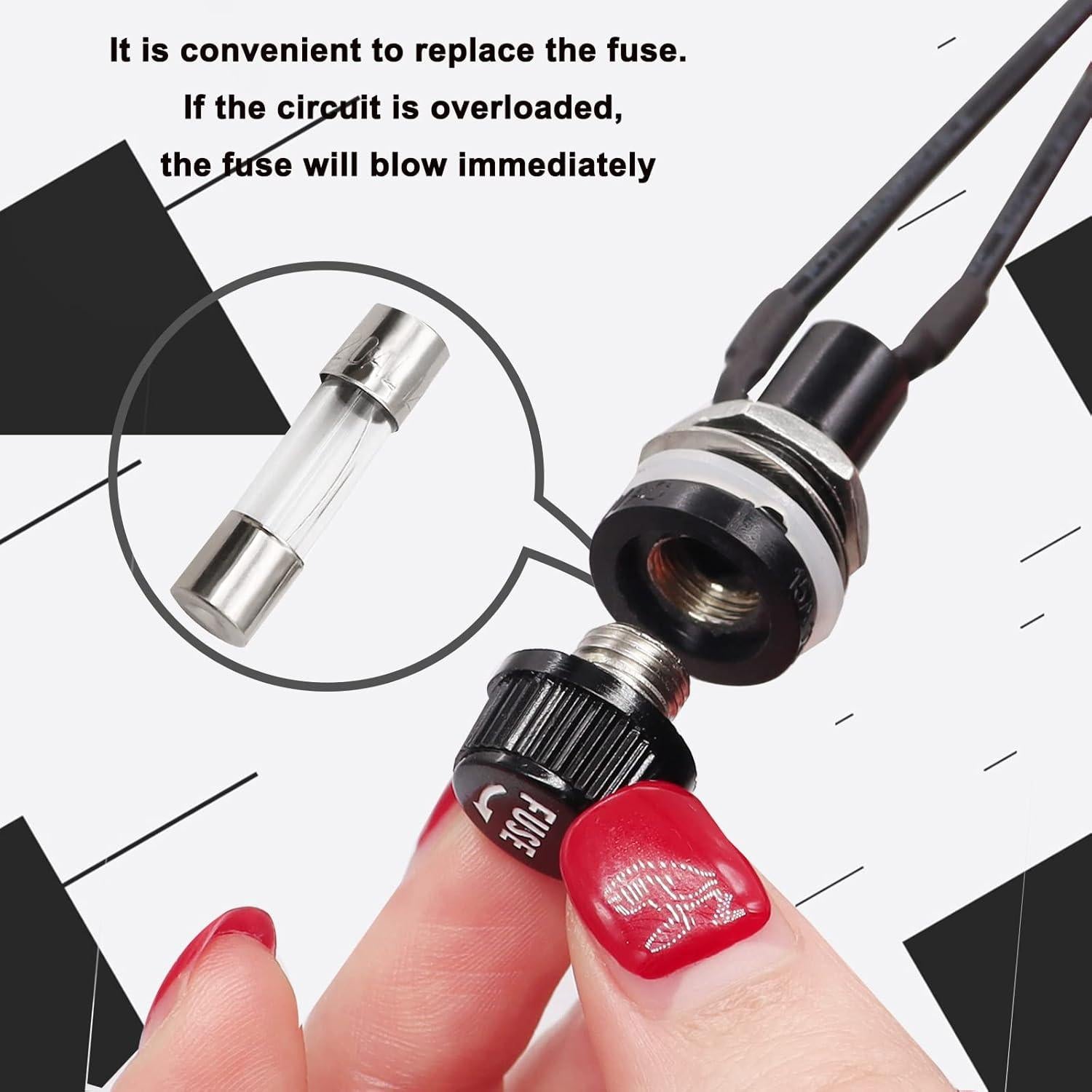 Soporte de Fusible Montado en Panel Tnisesm 5x20mm con Cables