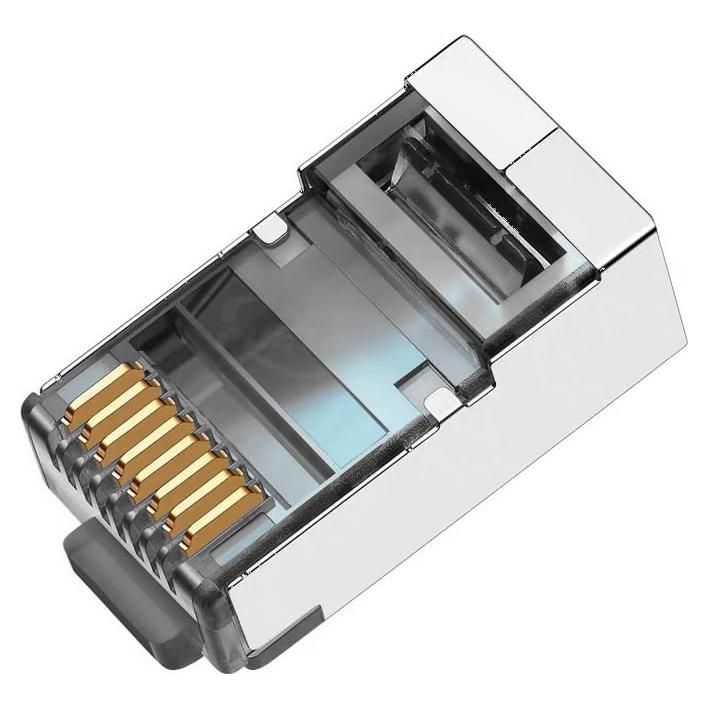 50 Conectores RJ45 Cat6 VIVOCH Blindados Color Negro