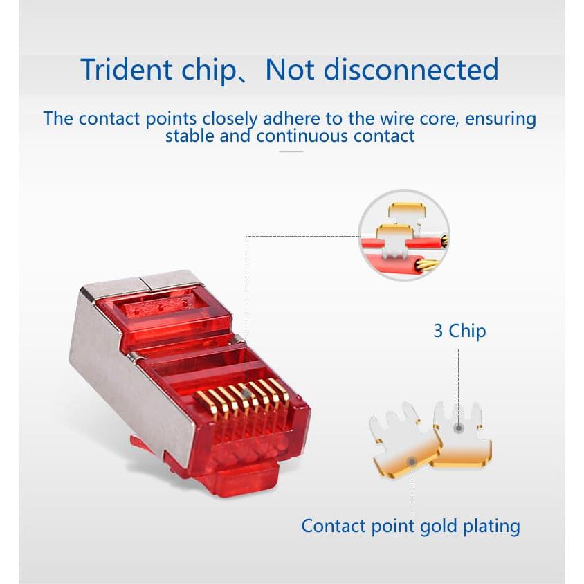 50 Conectores RJ45 Cat6 VIVOCH Blindados Color Negro