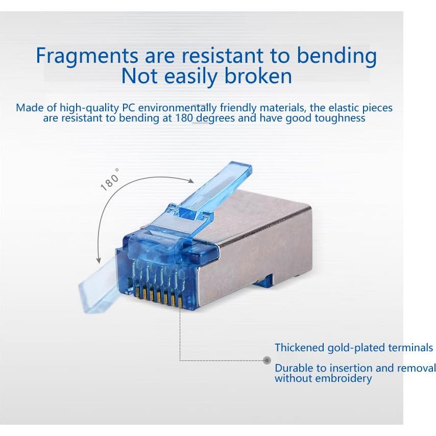 50 Conectores RJ45 Cat6 VIVOCH Blindados Color Negro