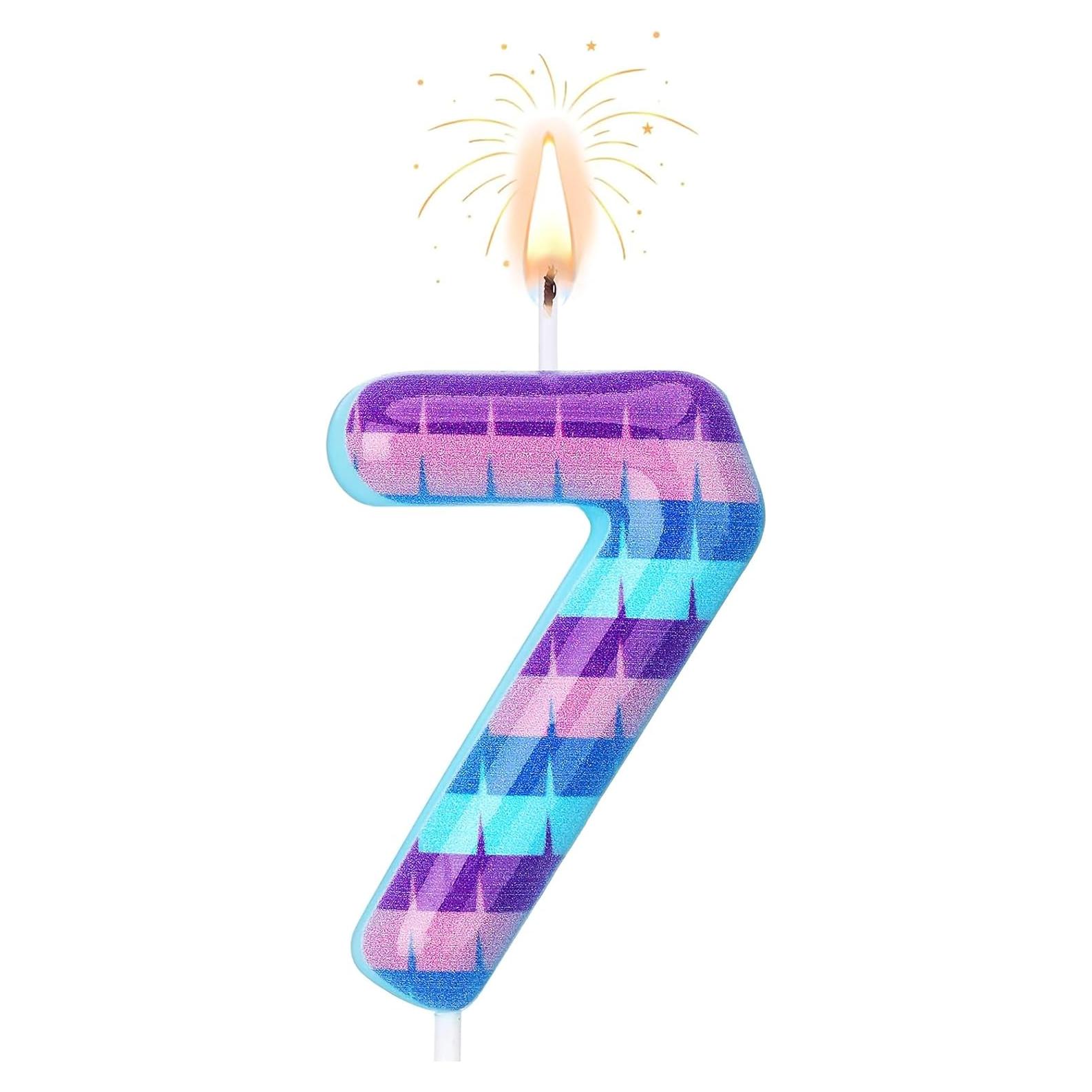 Vela de Cumpleaños Número 7 MM - Decoración Temática de Videojuegos