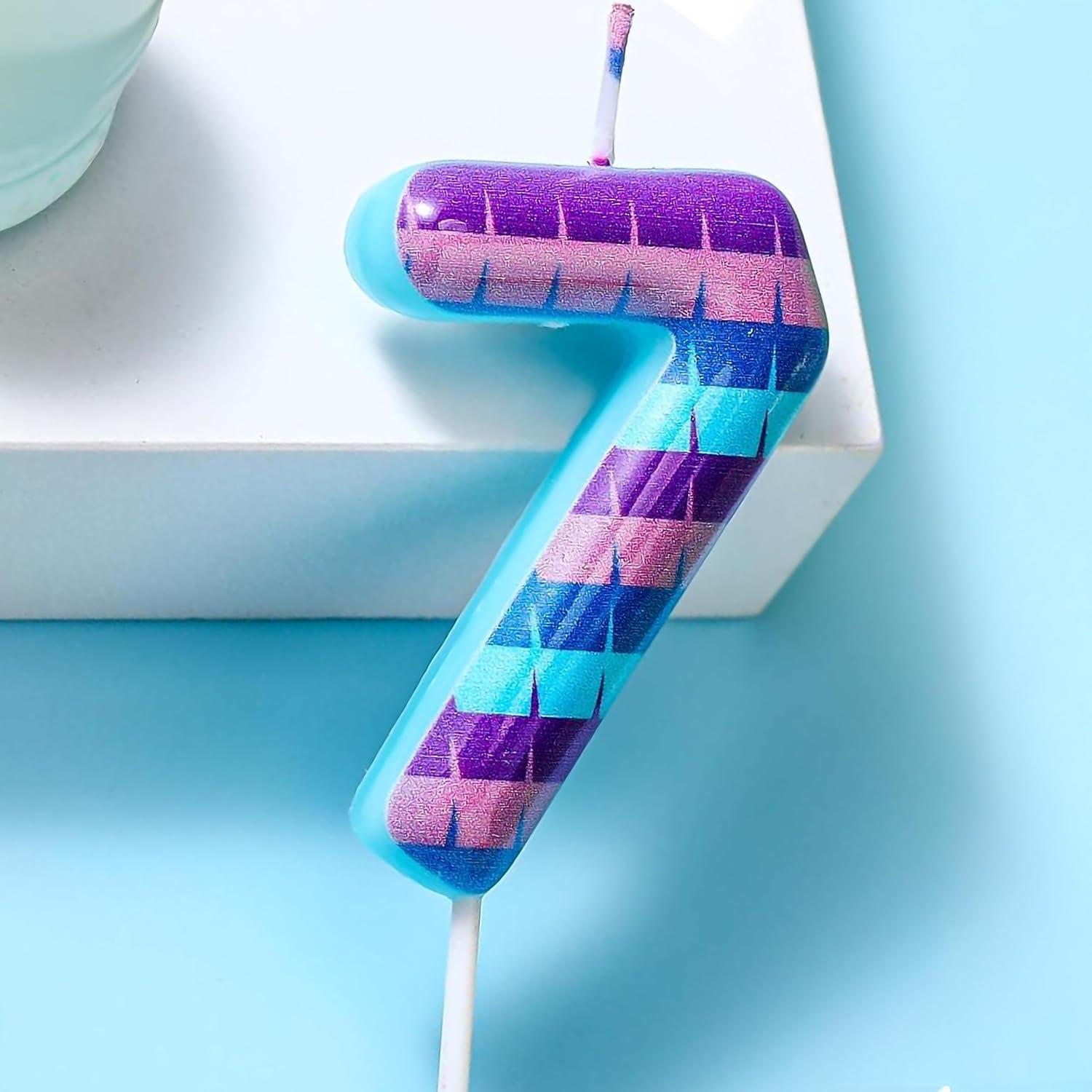 Vela de Cumpleaños Número 7 MM - Decoración Temática de Videojuegos