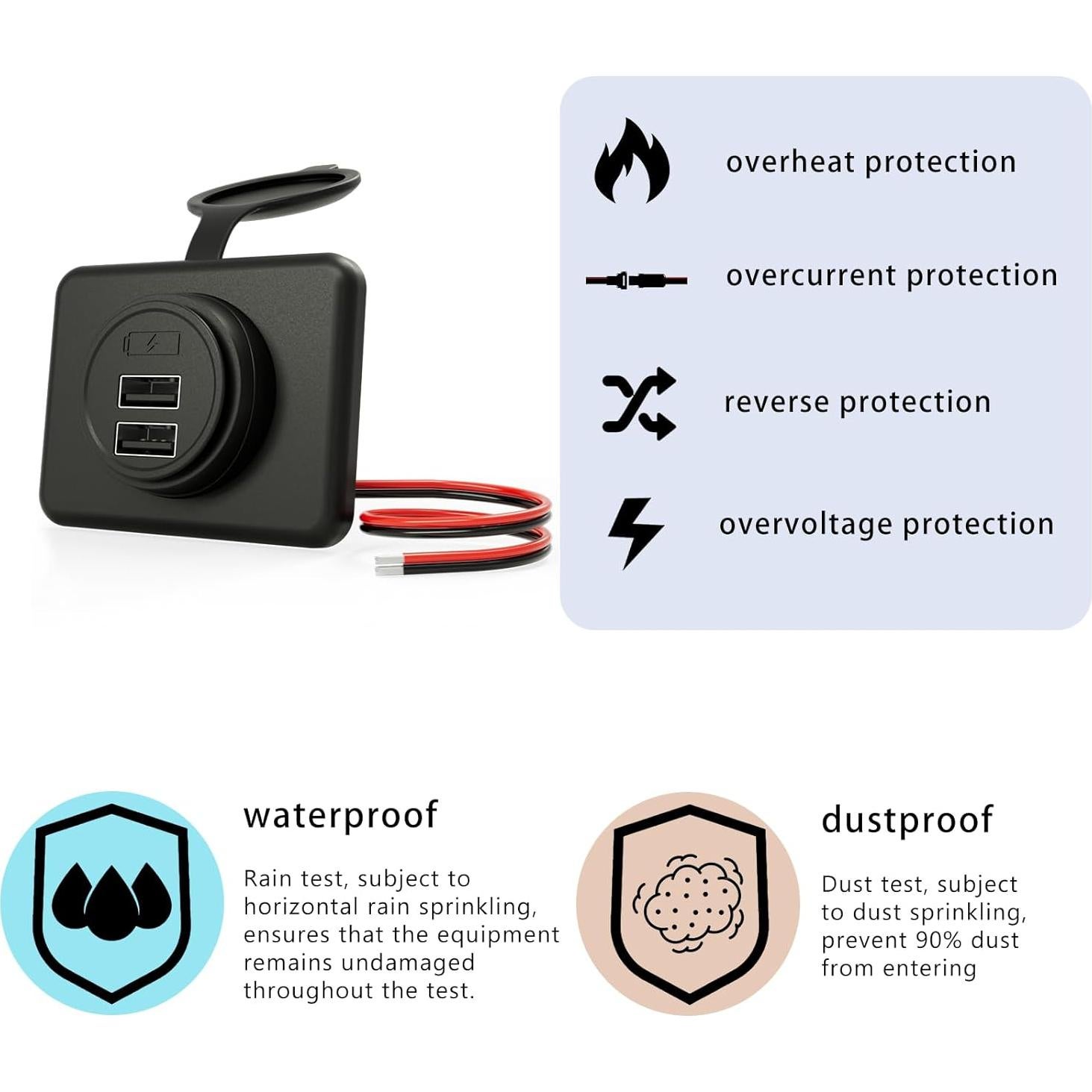 Cargador USB Doble DAMAVO YM1236 12V-24V para Vehículos