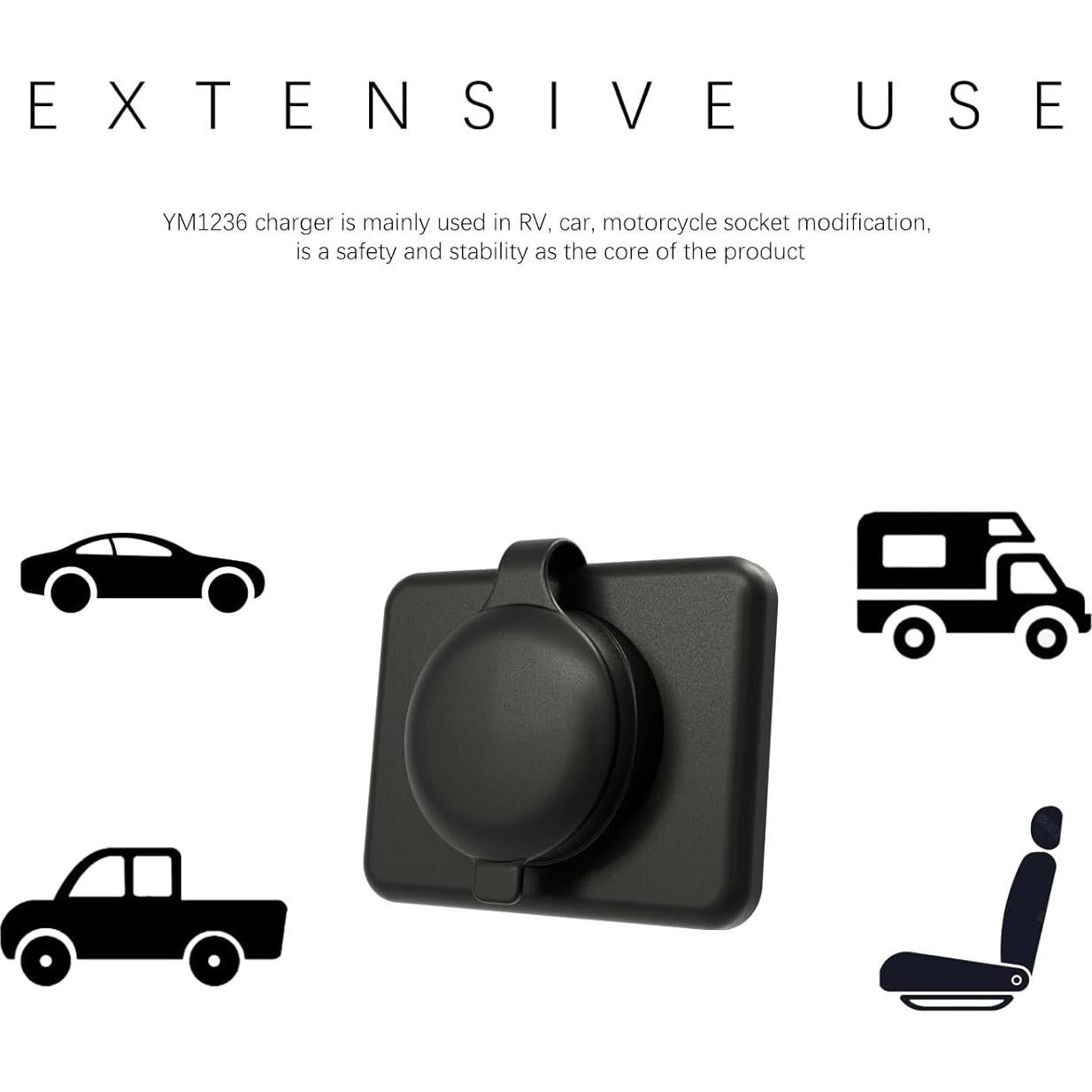 Cargador USB Doble DAMAVO YM1236 12V-24V para Vehículos