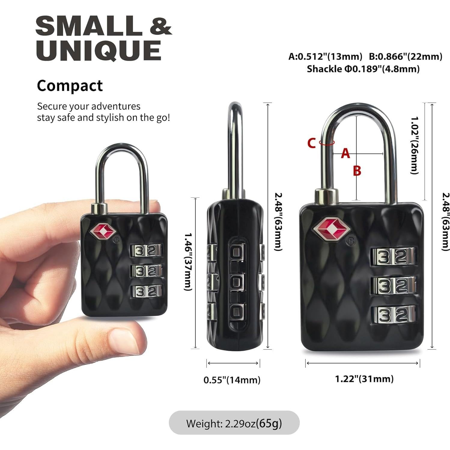 Candados TSA de Combinación UP Security para Equipaje Negro