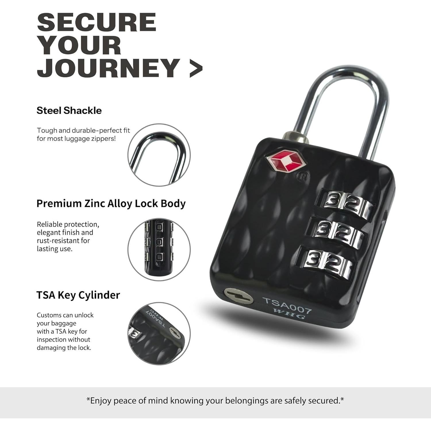 Candados TSA de Combinación UP Security para Equipaje Negro