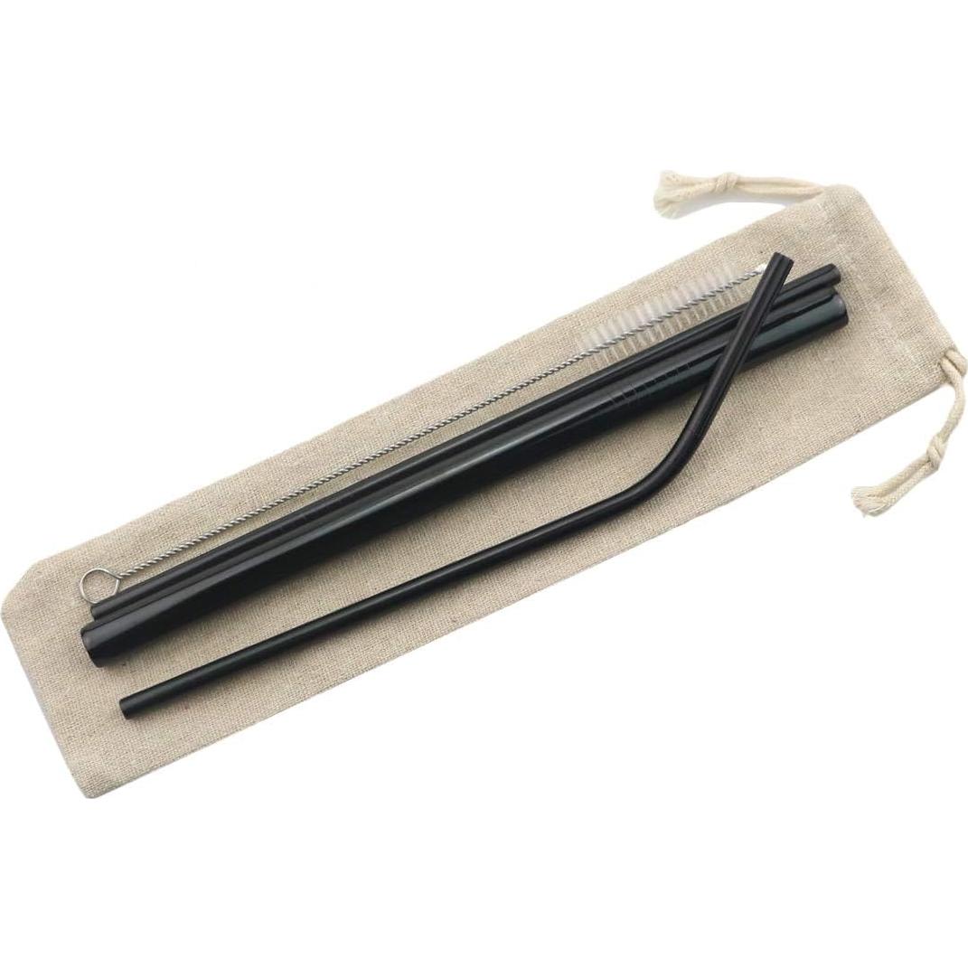 Set de Popotes de Metal Reutilizables Gugrida 3 Piezas - Acero Inoxidable