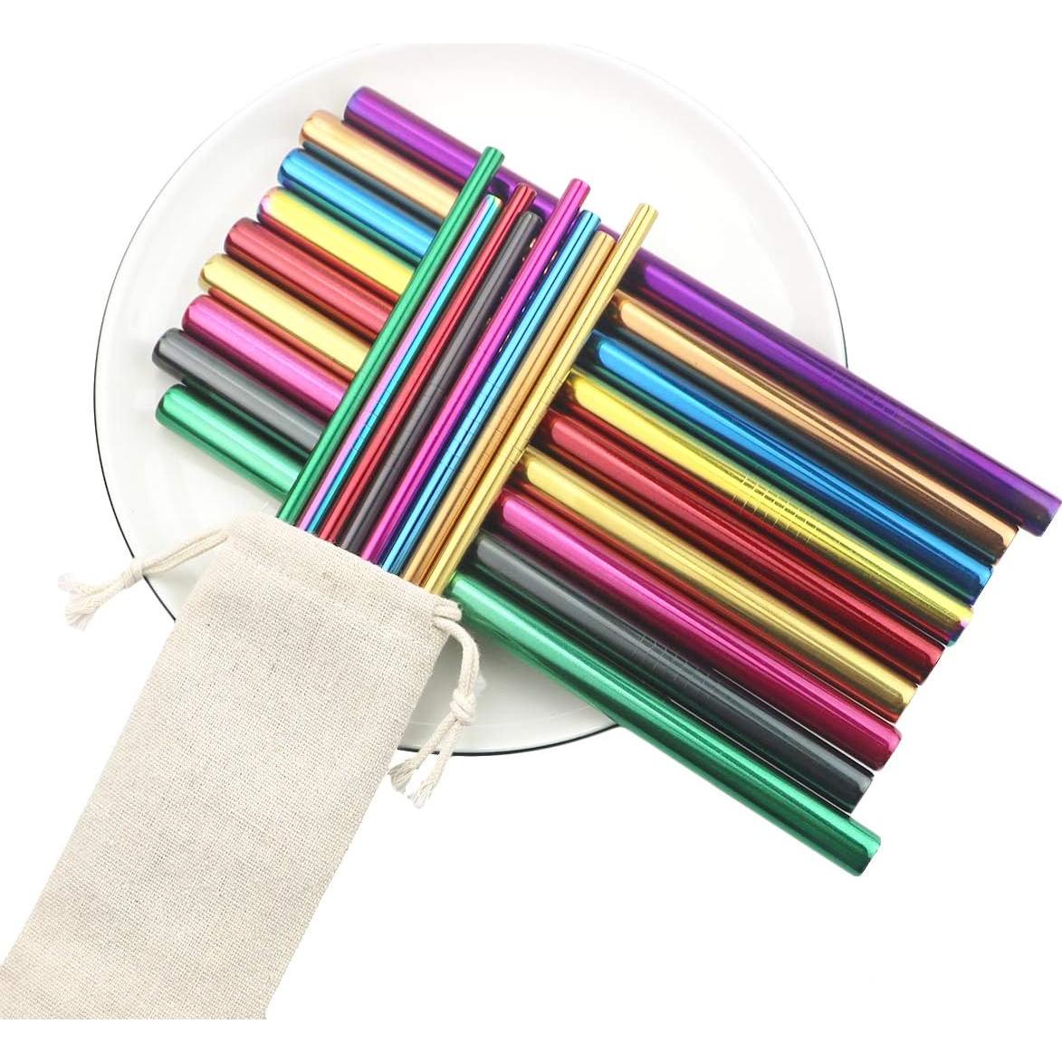 Set de Popotes de Metal Reutilizables Gugrida 3 Piezas - Acero Inoxidable