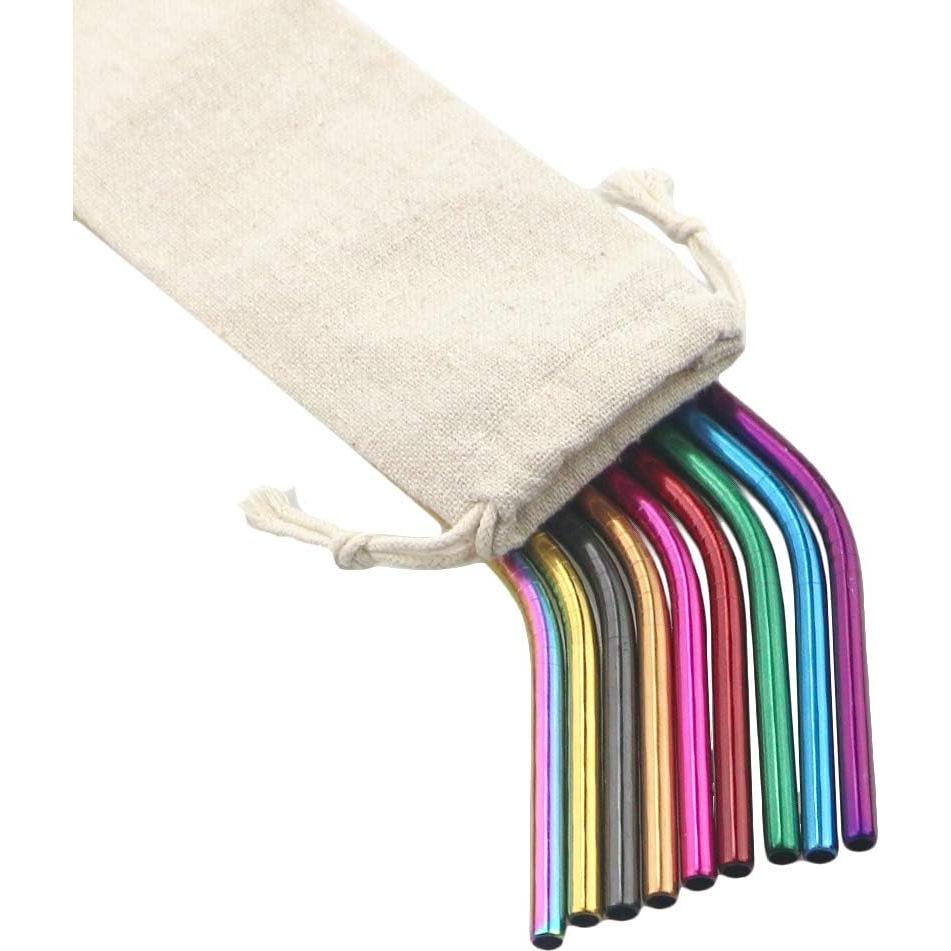 Set de Popotes de Metal Reutilizables Gugrida 3 Piezas - Acero Inoxidable