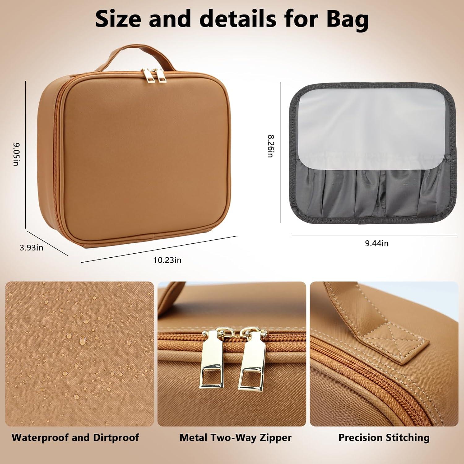 Bolsa de Maquillaje de Viaje SLUMAZI con Espejo LED 26x23cm