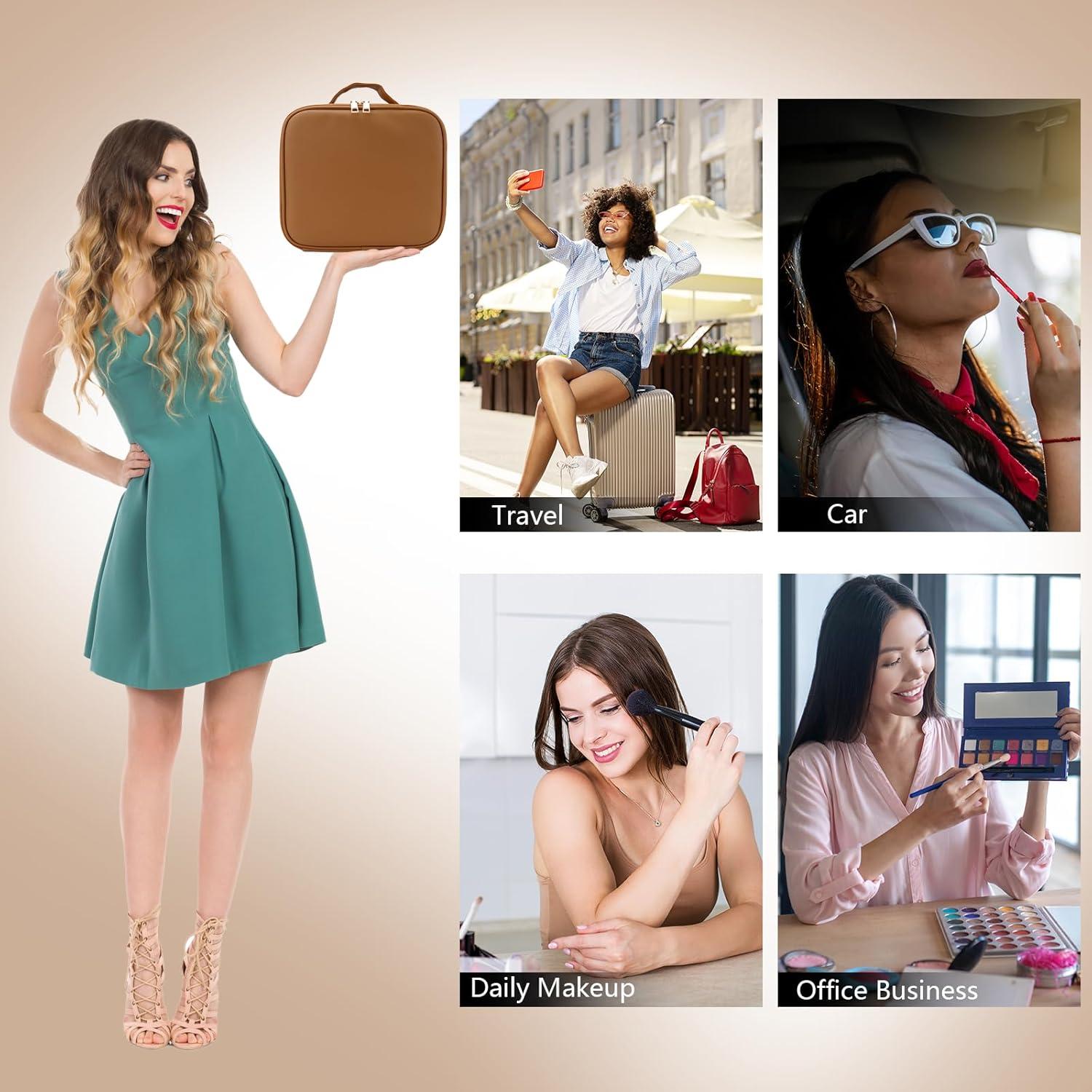 Bolsa de Maquillaje de Viaje SLUMAZI con Espejo LED 26x23cm