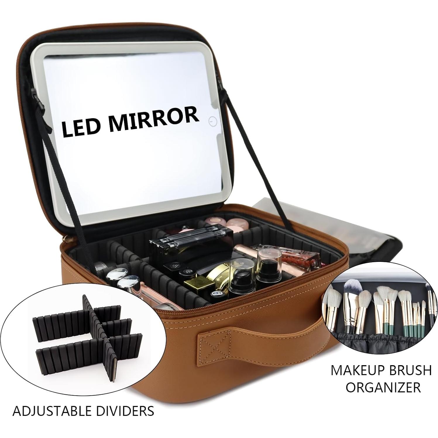 Bolsa de Maquillaje de Viaje SLUMAZI con Espejo LED 26x23cm