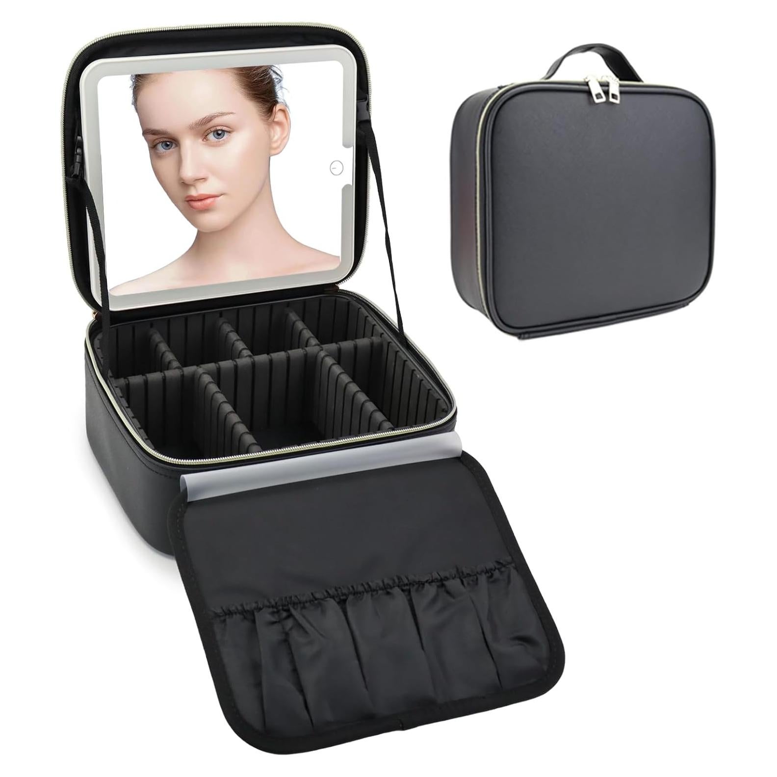 Bolsa de Maquillaje de Viaje SLUMAZI con Espejo LED 26x23cm