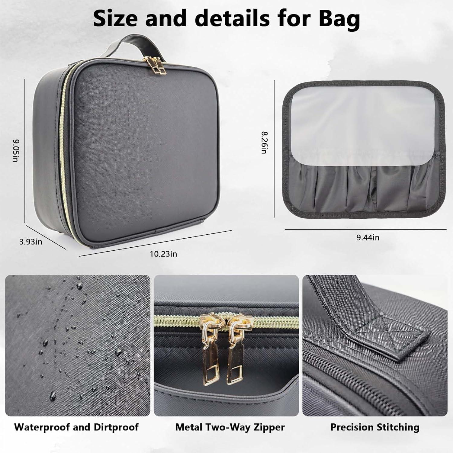 Bolsa de Maquillaje de Viaje SLUMAZI con Espejo LED 26x23cm