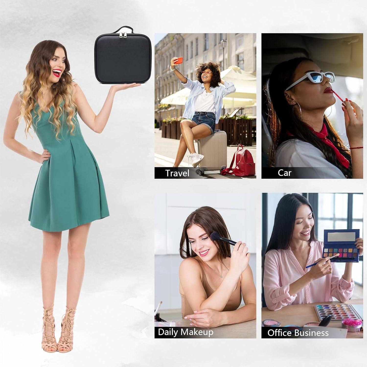 Bolsa de Maquillaje de Viaje SLUMAZI con Espejo LED 26x23cm