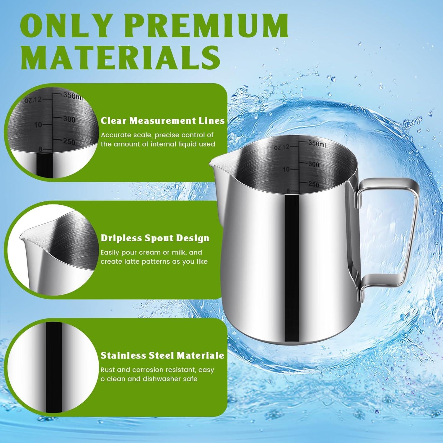 Jarras para Espumar Leche Dandat 4 Pcs Acero Inoxidable 350 ml