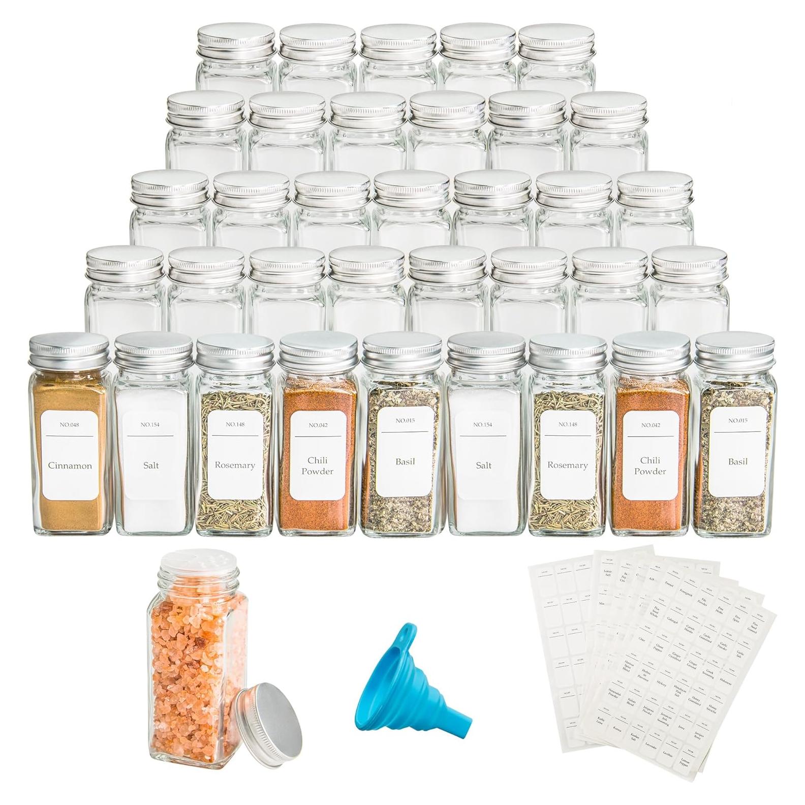 Tarros de Especias de Vidrio UMEIED 36pcs 118ml Cuadrados