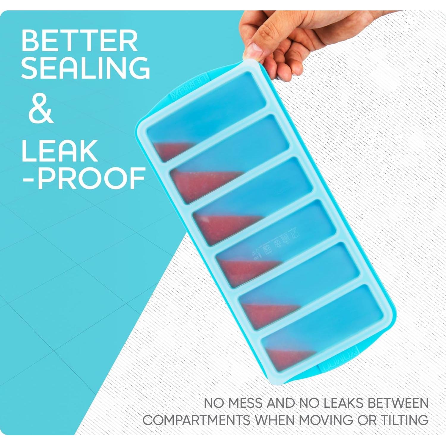 Bandeja de congelador de silicona Xomoo con tapa - 2 piezas 1/2 taza