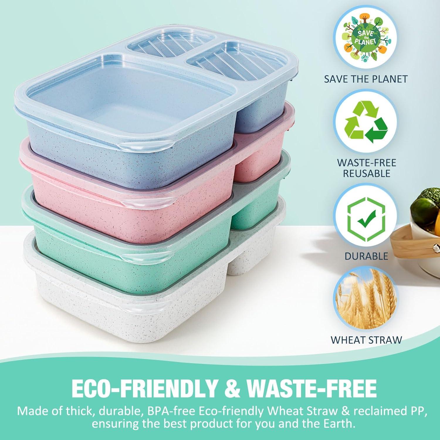 Caperci Caja de Almuerzo de Paja de Trigo 4 Piezas 1000ml