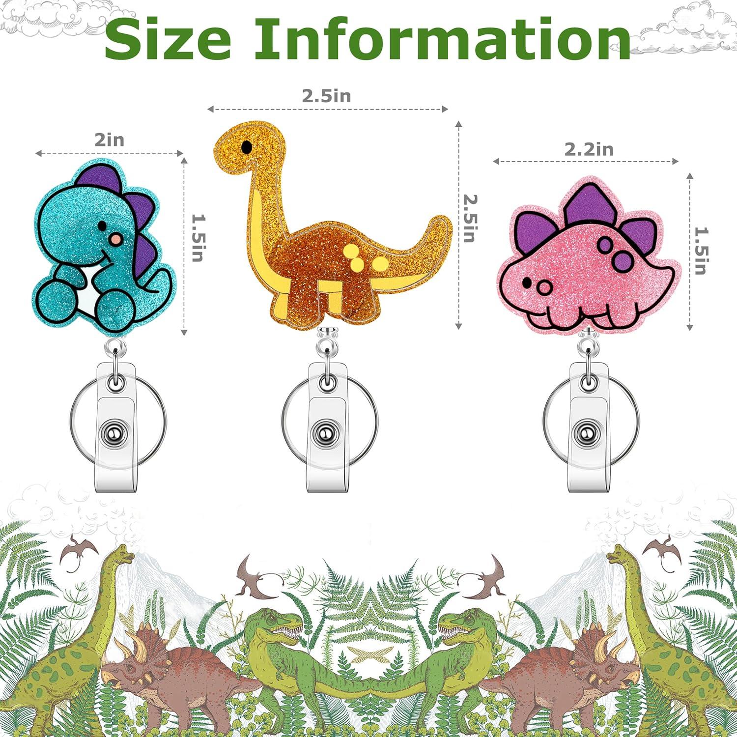 Reel de Insignia Retráctil HLQHXWHZT - 3 Piezas Dinosaurio