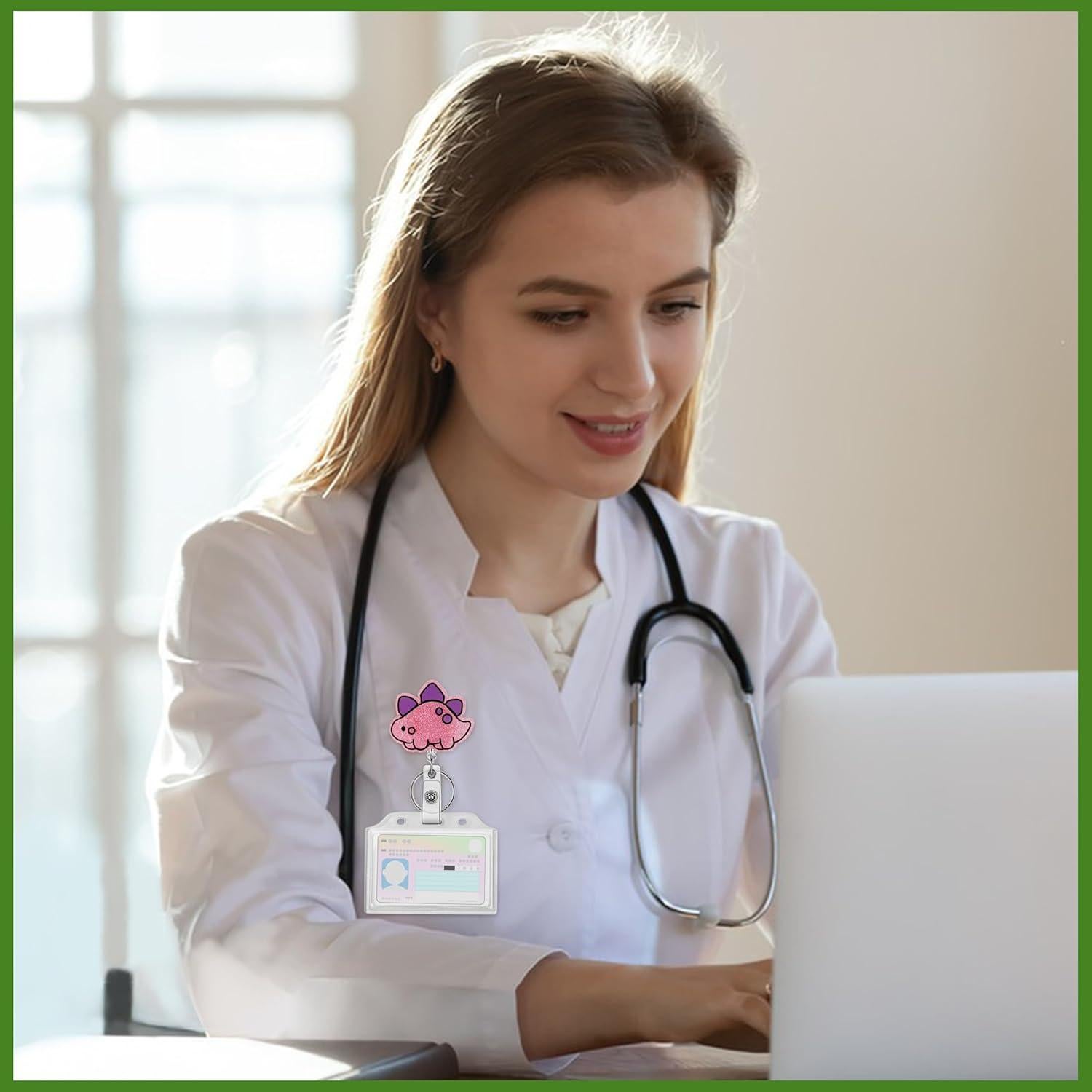 Reel de Insignia Retráctil HLQHXWHZT - 3 Piezas Dinosaurio