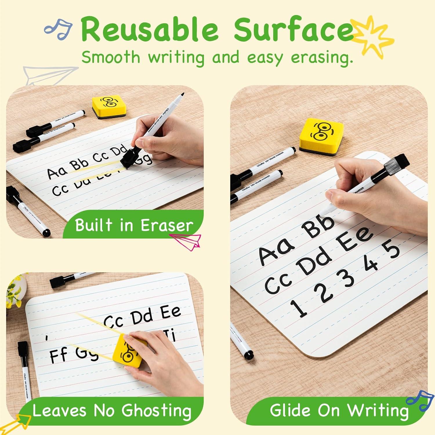 Ohuhu 25 Pizarras Blancas Doble Cara 22.86x30.48 cm con Marcadores