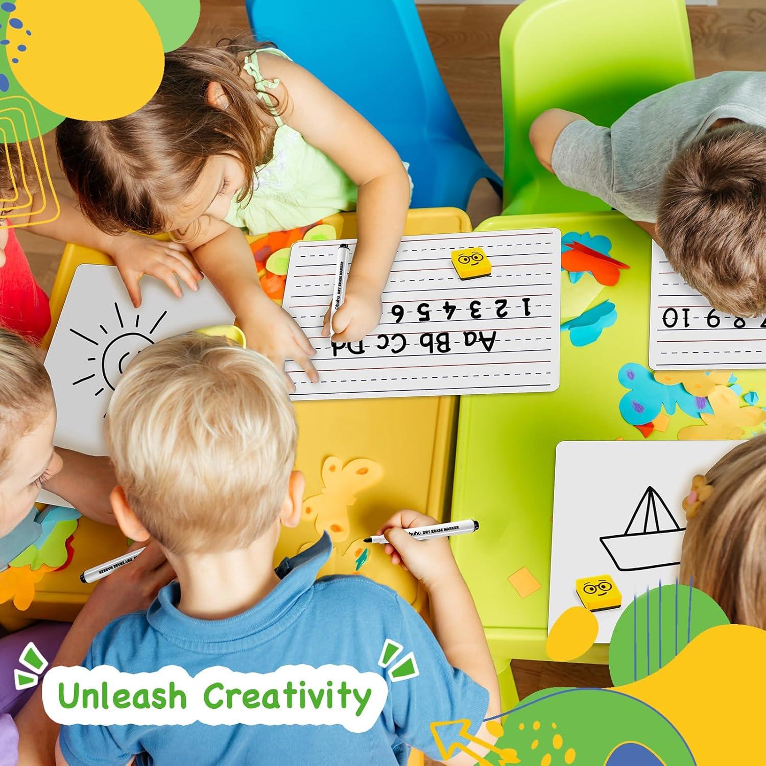 Ohuhu 25 Pizarras Blancas Doble Cara 22.86x30.48 cm con Marcadores