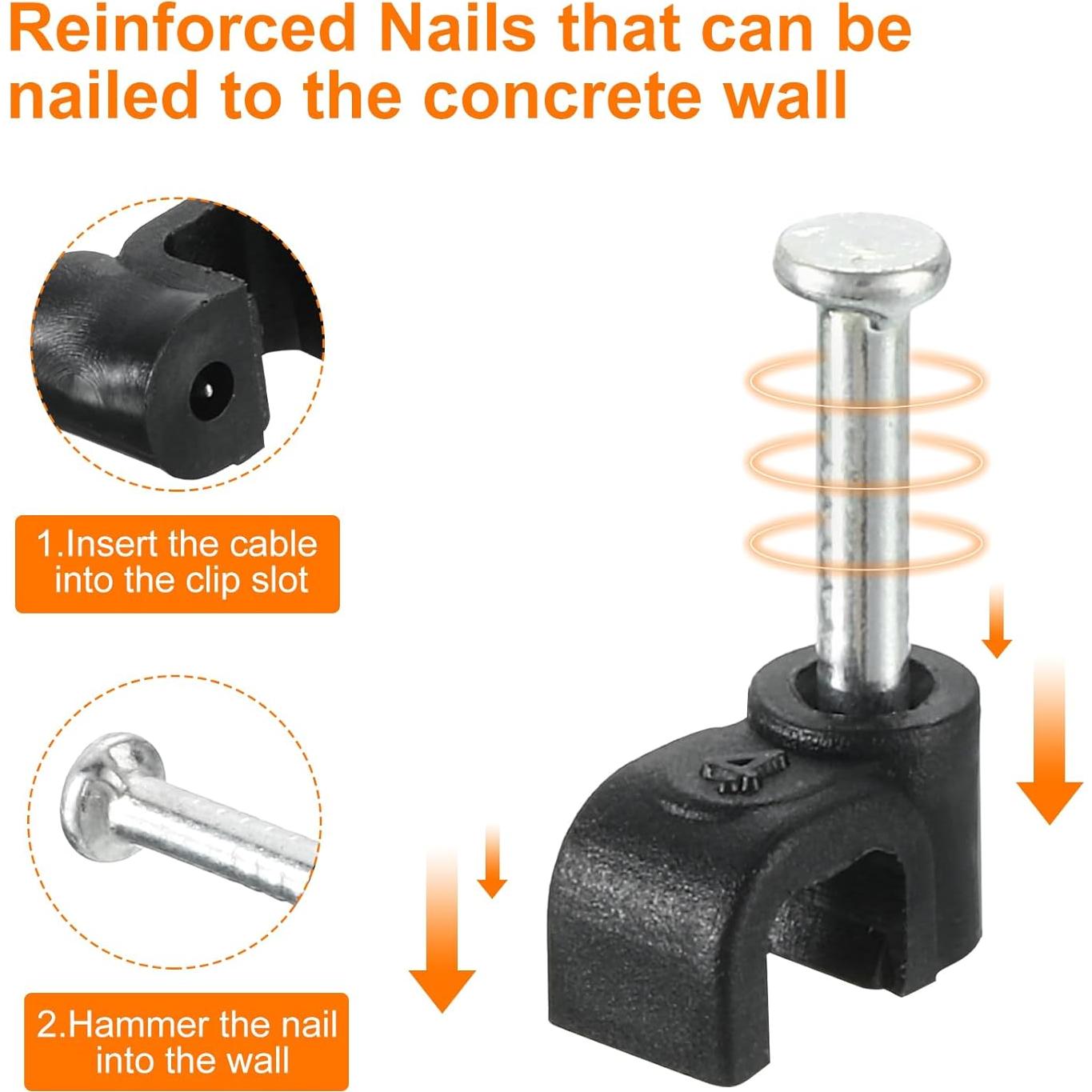 Clips de Cable con Clavo uxcell 100Pcs 4mm para Gestión de Cables