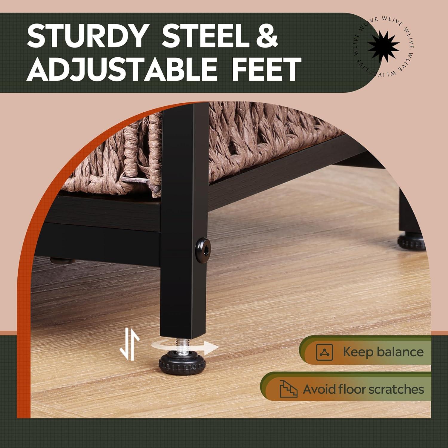 Mesa Lateral WLIVE Negra con Estación de Carga y 3 Estantes