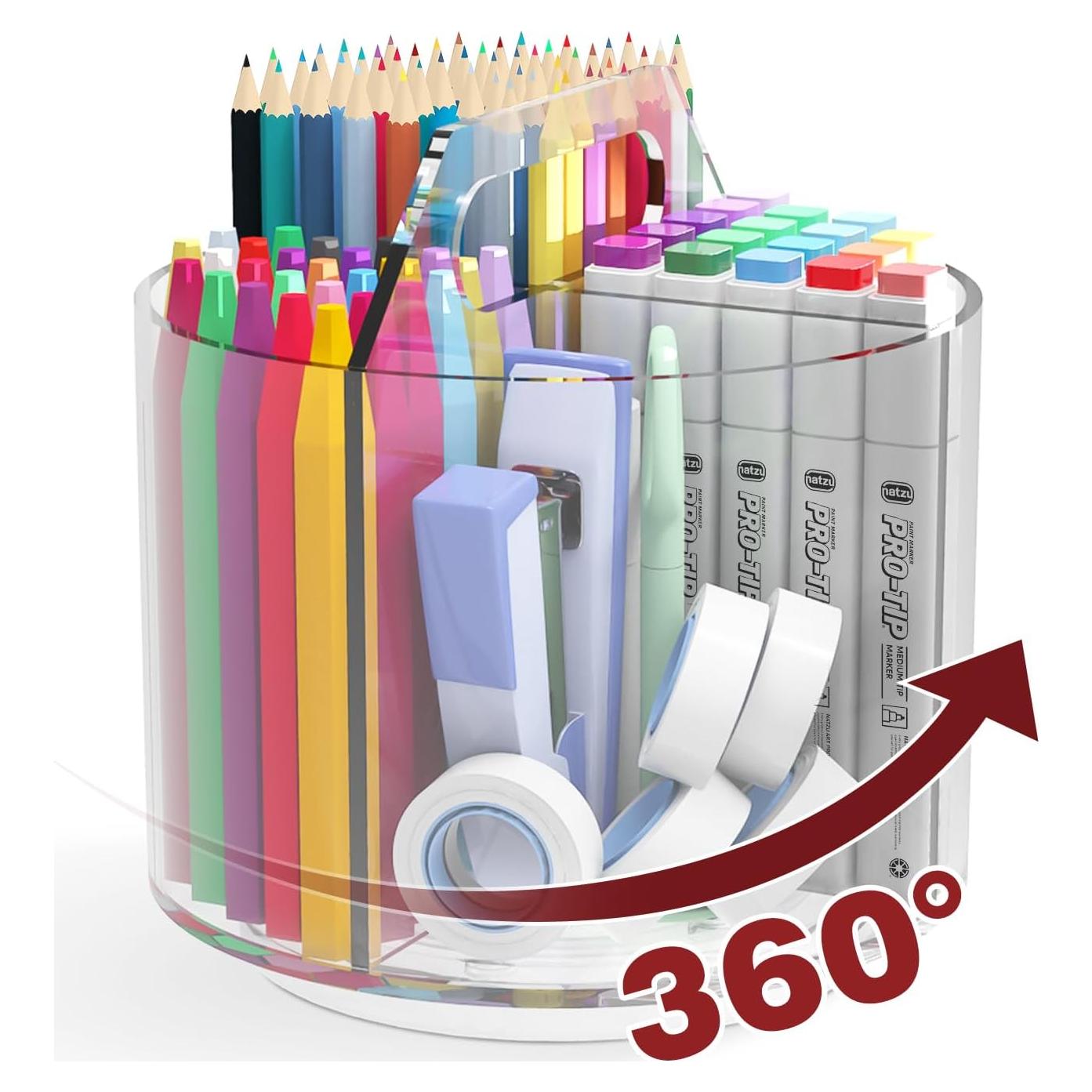 Soporte de Lápices Absonic Acrílico Rotatorio 360° para Escritorio