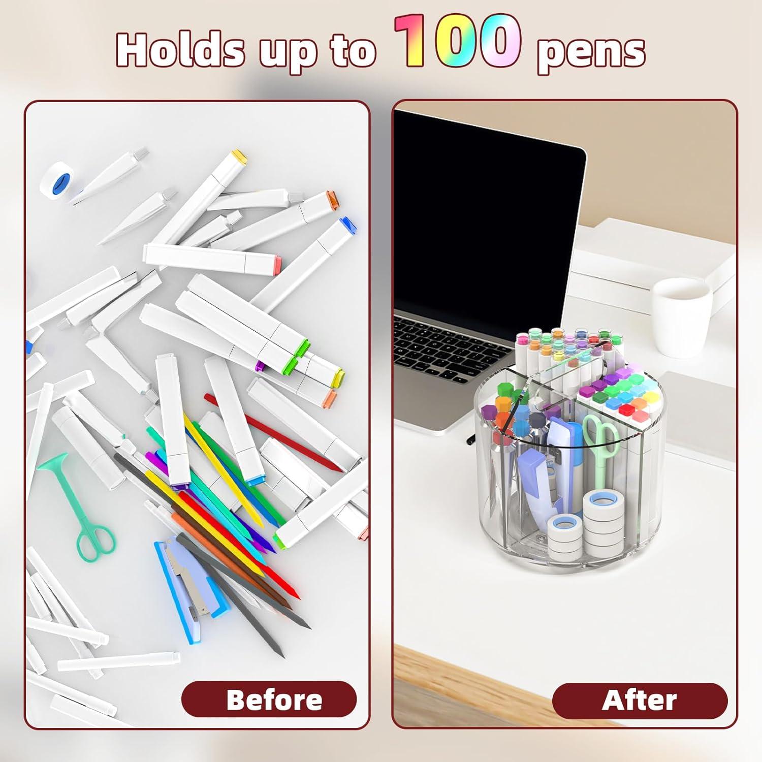 Soporte de Lápices Absonic Acrílico Rotatorio 360° para Escritorio