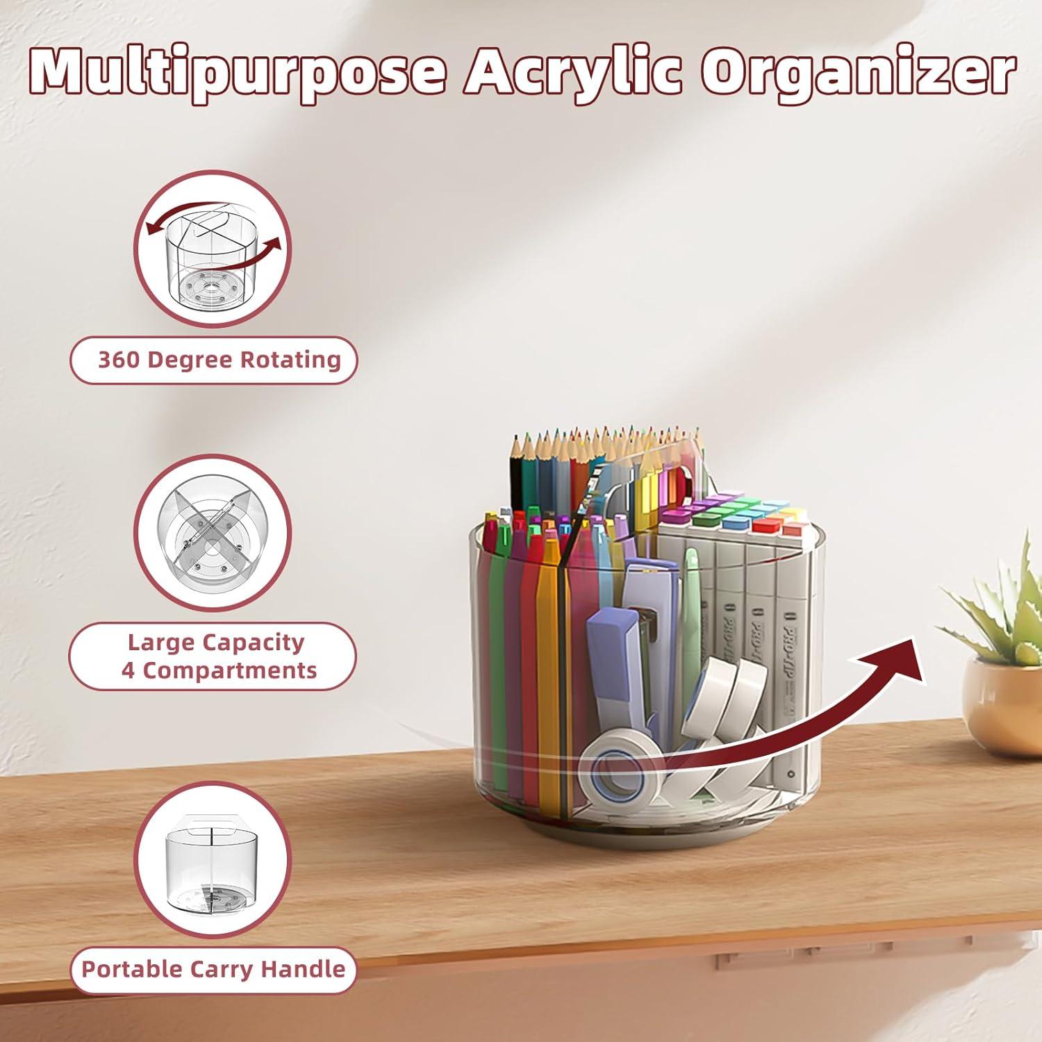 Soporte de Lápices Absonic Acrílico Rotatorio 360° para Escritorio