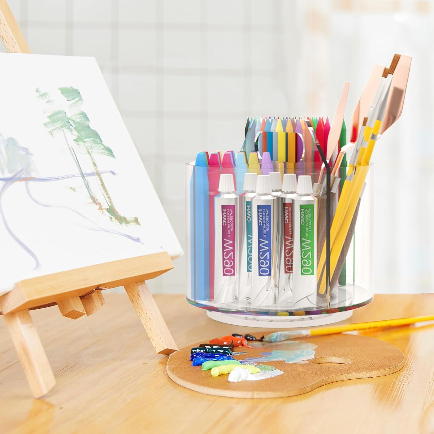 Soporte de Lápices Absonic Acrílico Rotatorio 360° para Escritorio