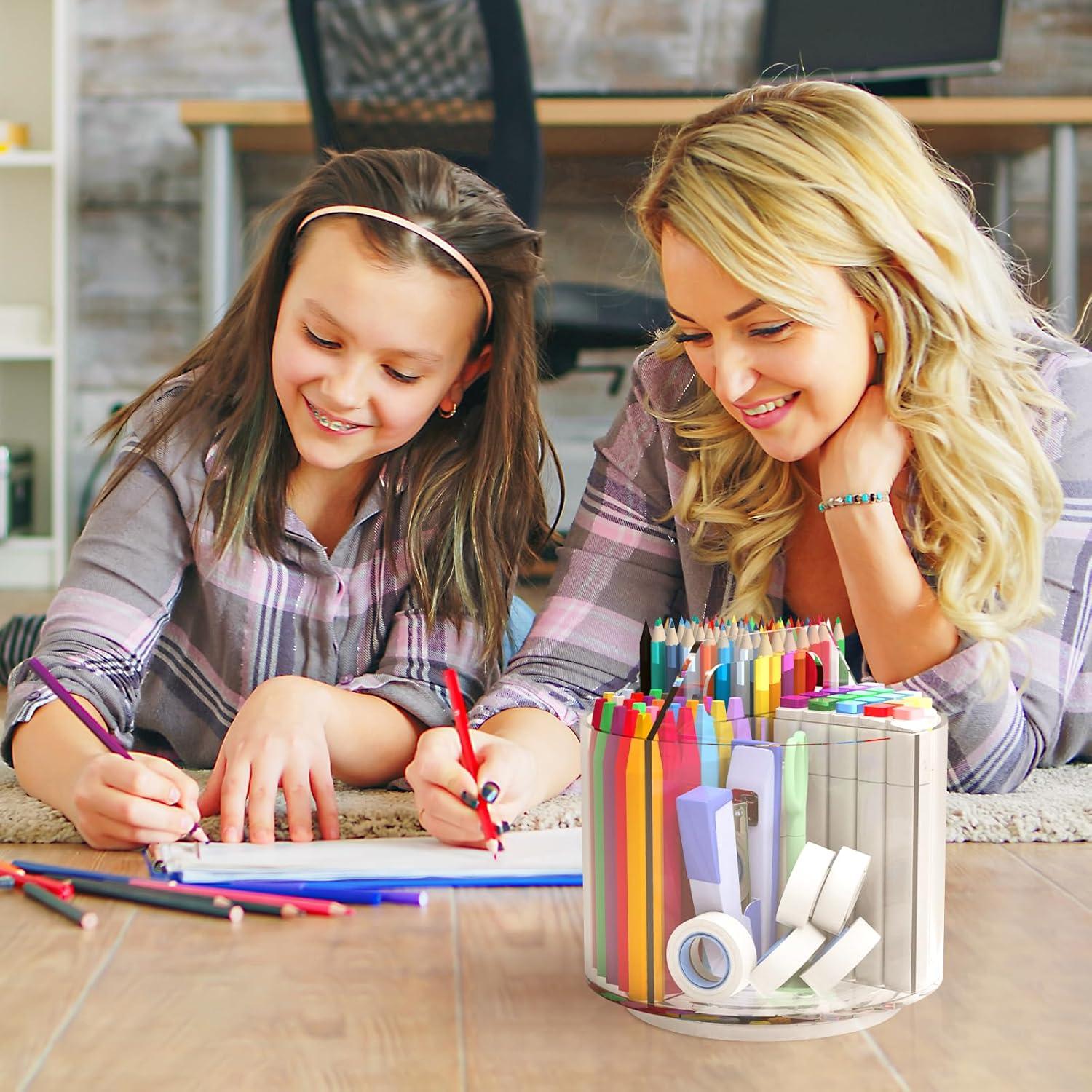 Soporte de Lápices Absonic Acrílico Rotatorio 360° para Escritorio